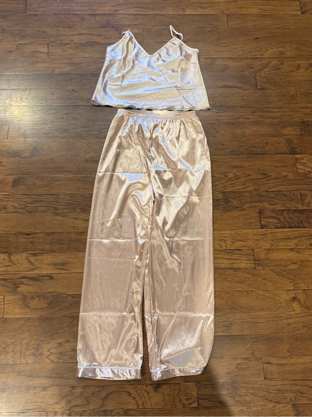 Satin Wide-Leg Pants Set - Blush Pink